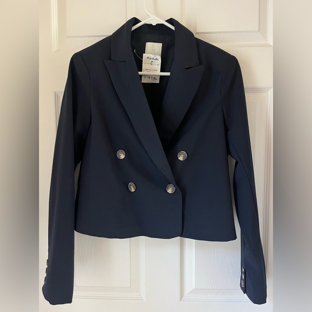 Joie Double Breasted Cropped Jacket Navy/Blue NWT Size S